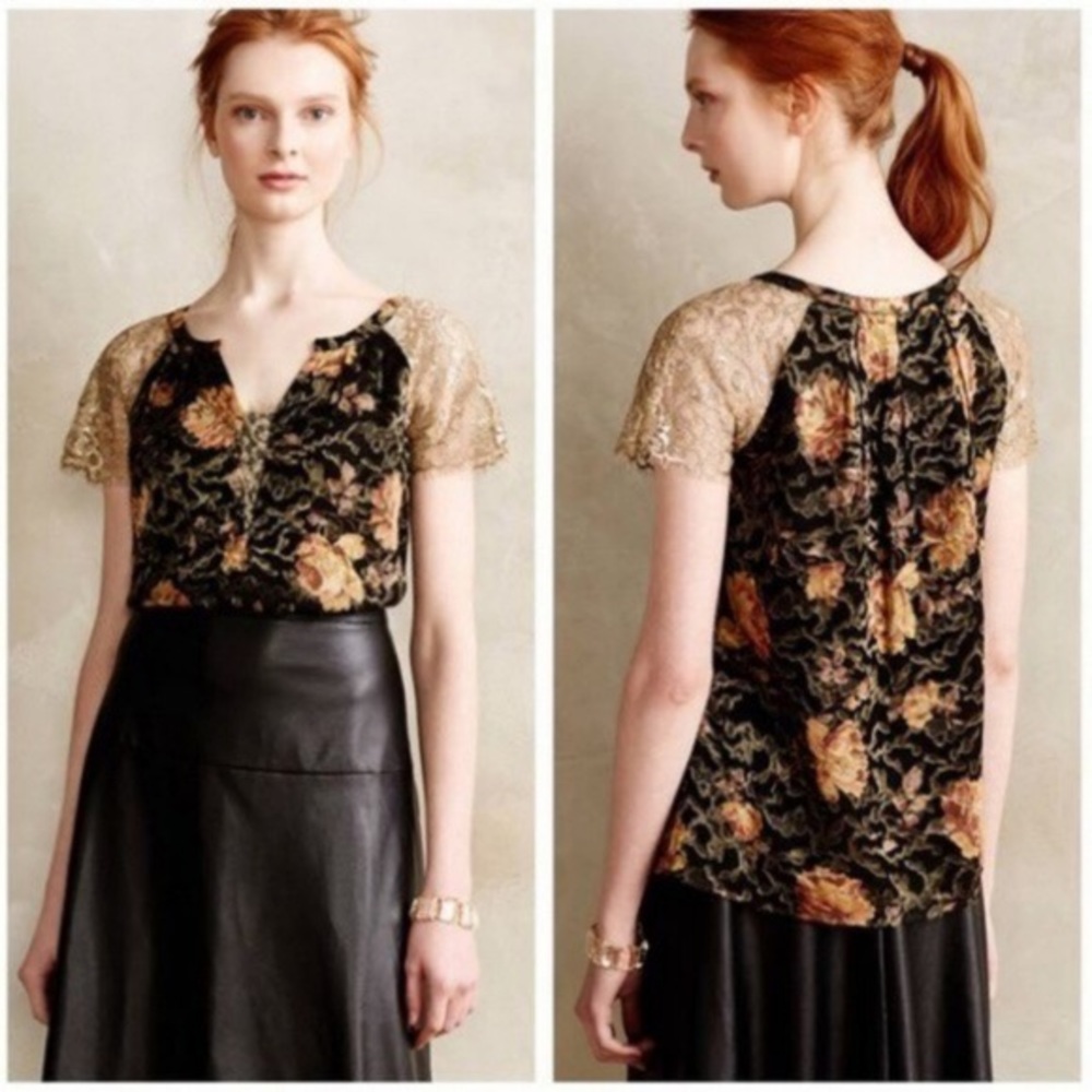 HD in Paris blouse with gold sleeve